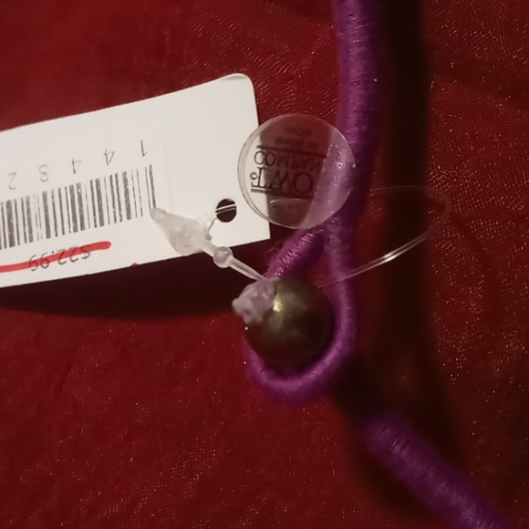 Two's company multiple layered lilac & gold tone beaded necklace 48 inches long - Picture 3 of 6